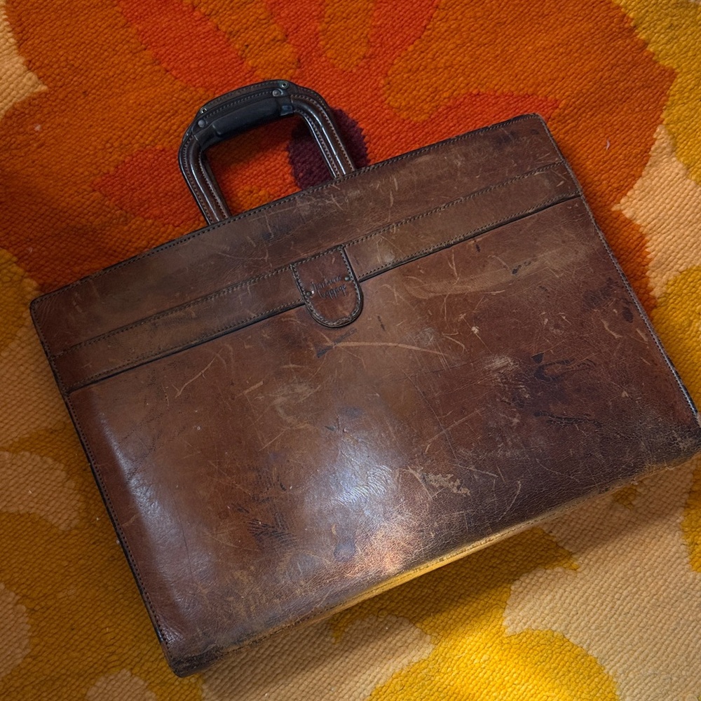 Vintage Distressed Brown Leather Hartmann Luggage Briefcase